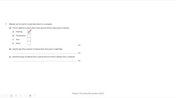 Q1 - Malware - Paper 1 oct nov 23 GCSE Computer Science