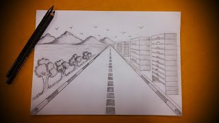 How_to Draw a Street @Mirradiy one point perspectiveDo it yourselfTutorialsEasy for beginners