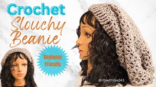 How to Crochet | Easy Slouchy Hat for Beginners| ❤LifeWithLisa343💋