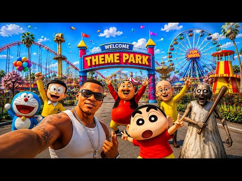 Franklin, Shinchan & Their Friends Visit the Biggest Theme Park | GTA 5 Bangla Gameplay