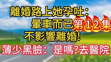 第十二集：離婚路上她孕吐：暈車而已，不影響離婚!薄少黑臉：是嗎?去醫院！#故事#言情小說#一口氣看完#爽文