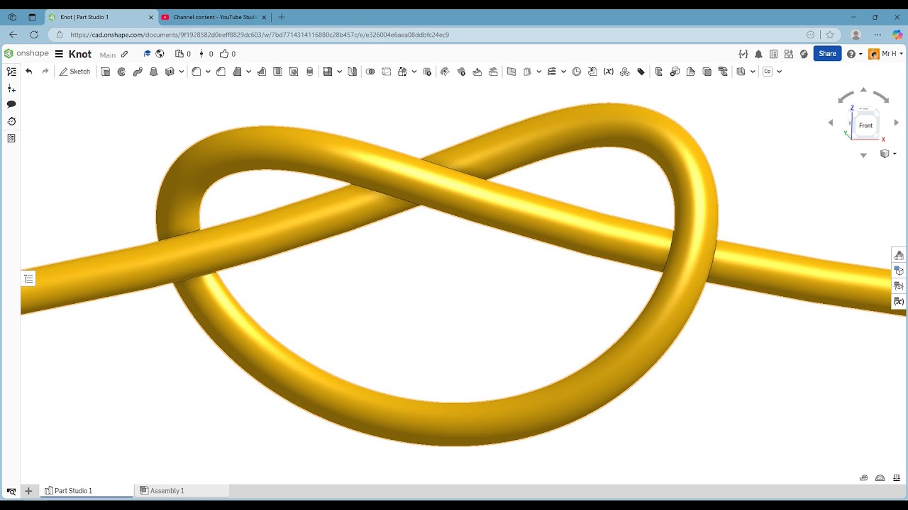 Onshape Model Rope Onshape Tutorial - How to model a tie knot - YouTube
