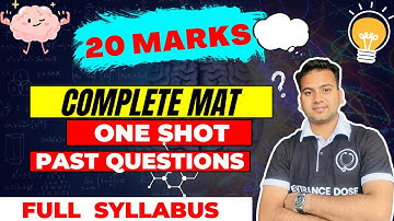 MAT in ONE SHOT For CEE Exam | 20 MARKs For CEE Exam | Most Important QUESTIONs For MAT