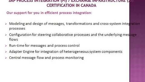 SAP Process Integration PI  Exchange Infrastructure XI  CERTIFICATION  IN CANADA