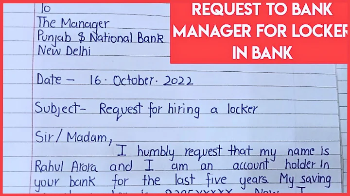 How to write a letter to bank manager for locker || application for locker to bank manager