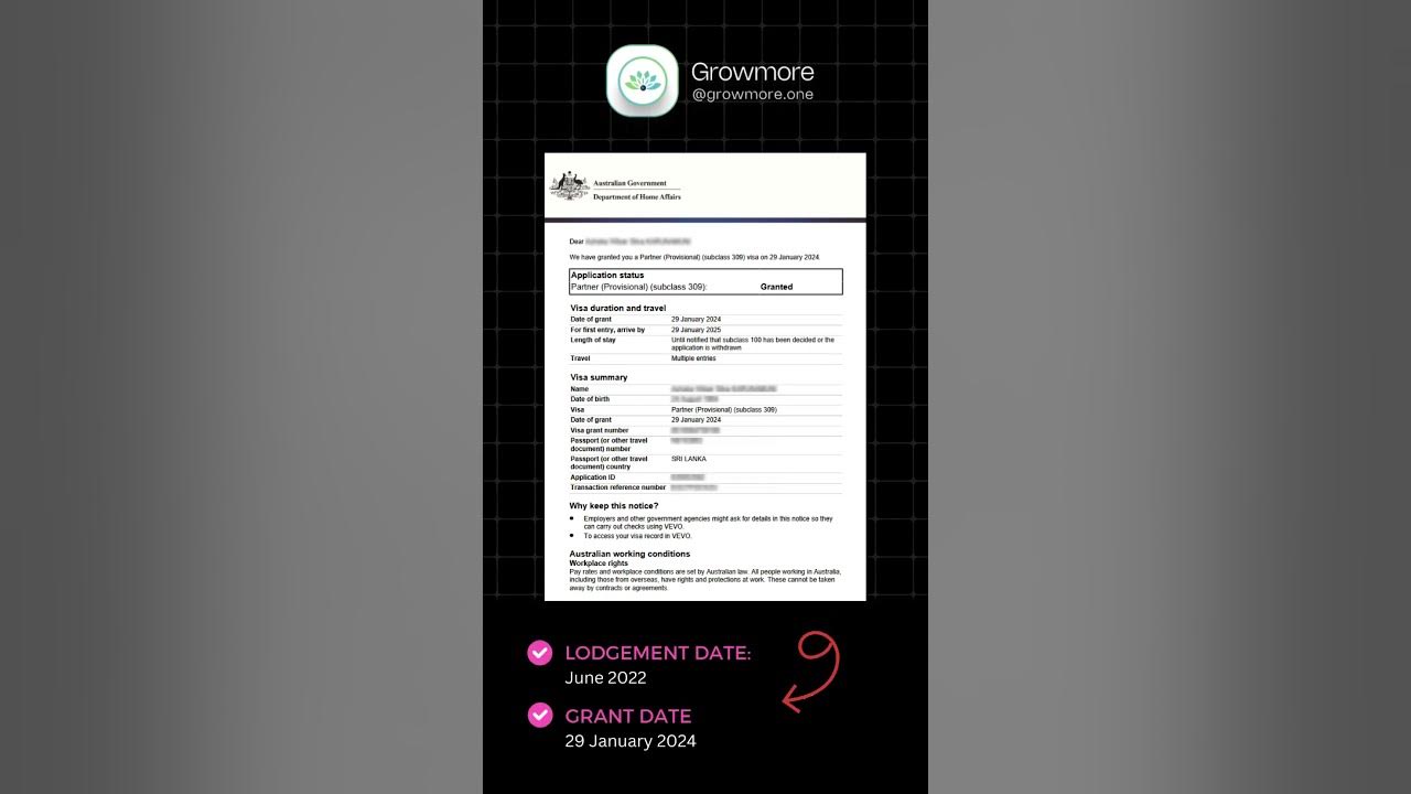 SC 309 granted. Partner (Provisional) Visa. YouTube