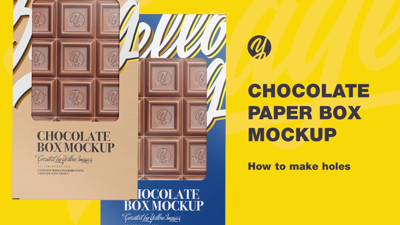 Download Glossy Chocolate Box W Window Mockup Half Side View In Box Mockups On Yellow Images Object Mockups PSD Mockup Templates