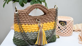 The best crochet bag bottom in 5 minutes Colorful tote bag Beautiful crochet pattern Turkish style