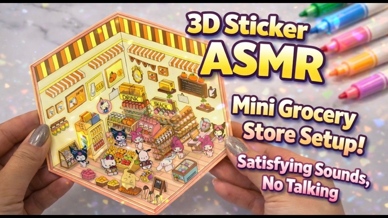 3D Sticker ASMR 🛒✨ Mini Market Shopping | Satisfying No Talking Sounds
