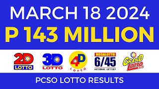 Lotto Result March 18 2024 9pm PCSO