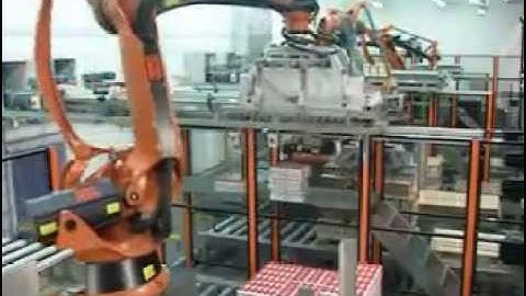 Palletizing of dairy products   KUKA Robot KR 180 PA