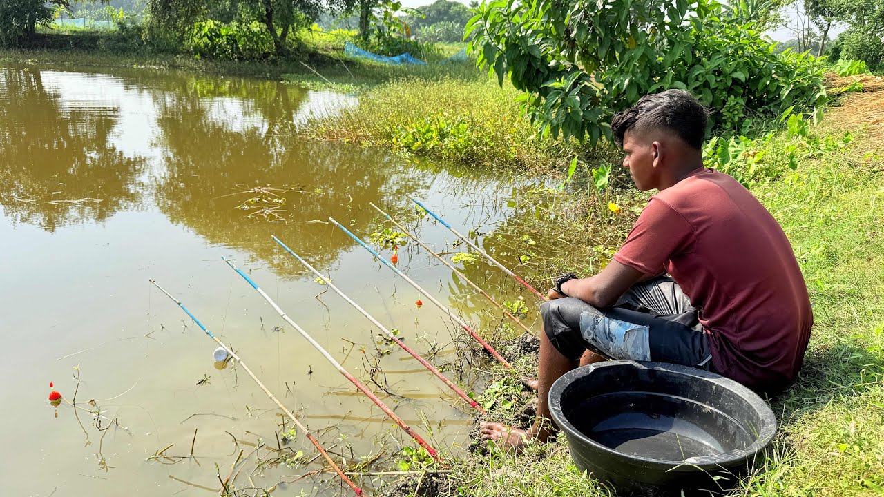 Fish Hook Method Math New Hook Fishing Video | Traditional Boy Catching Fish By Hook In The ...