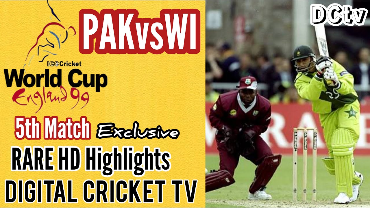PAKISTAN vs WEST INDIES / 5th Match / Cricket World Cup 1999 / Rare HD Highlights / New HD Video