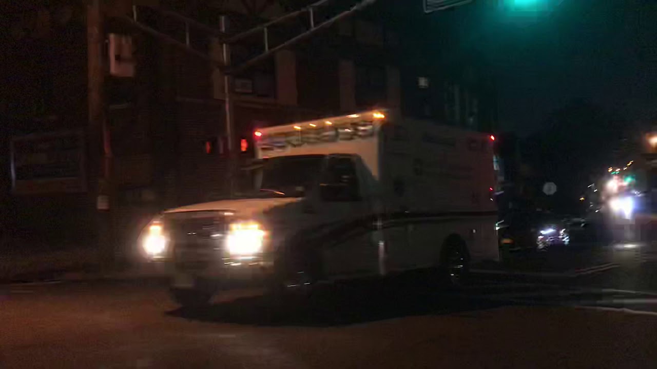ST. CLARE’S EMS AMBULANCE RESPONDING ON BELGROVE DRIVE IN KEARNY, NEW JERSEY.