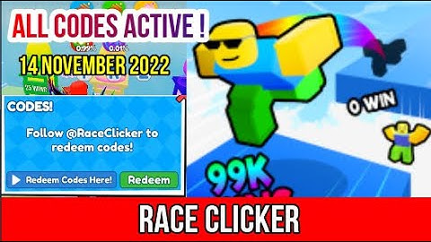 ALL CODES WORK Race Clicker Roblox 14 November 2022