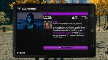Saints Row The Third | Saints Book | Assassinations | Kirsten | Pick up some asprin on the way home