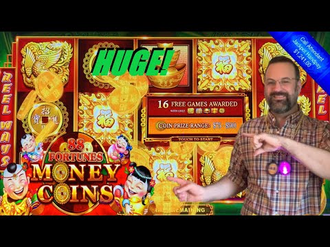 JACKPOT HANDPAY! MASSIVE WINS! HIGH LIMIT 88 FORTUNES MONEY COINS SLOT PLAY! $75 - $500 COINS!