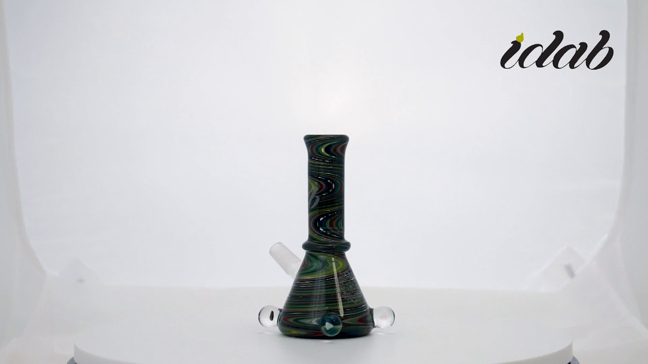 Medium Chaos Worked Tube Rig with Opals 14mm Male Joint by iDab Glass