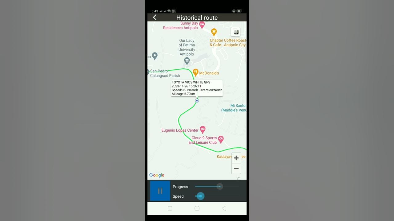 HISTORICAL ROUTE OF AIKA GPS 4G using IOTTRACKING APP. GANITO KA GANDA