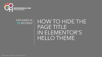 How to hide the title in the Elementor Hello theme