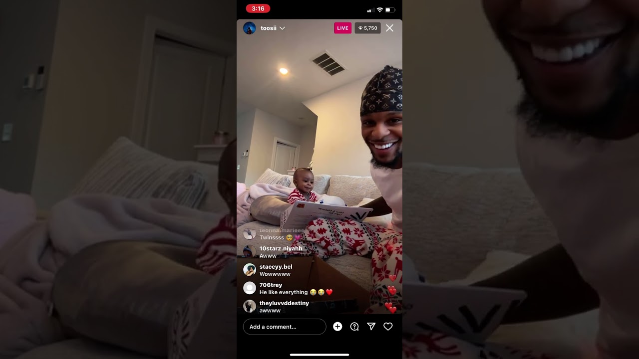toosii & samaria j instagram live opening gifts with their son ❤️🎄