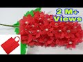 Making red flower bunches using old shopping bag- DIY Shopping bag flower|| Best out of waste idea