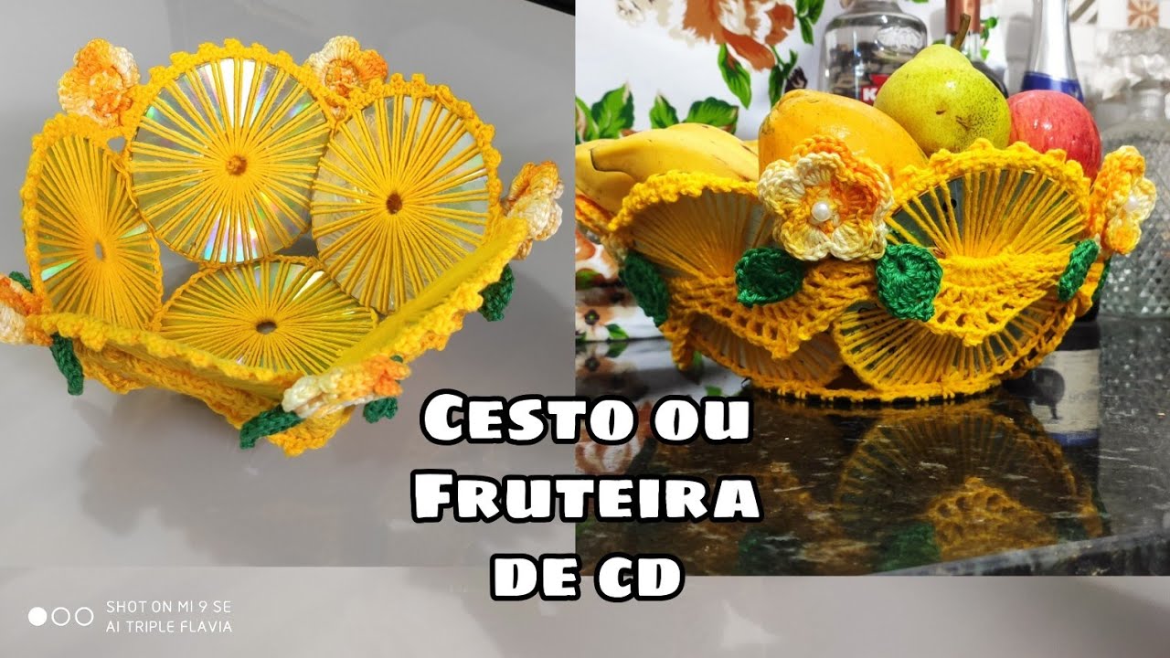 🌼 Cesto ou fruteira de CD