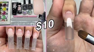 TESTING A $10 POLYGEL KIT FROM AMAZON! COMES WITH A NAIL LAMP?! | Nail Tutorial