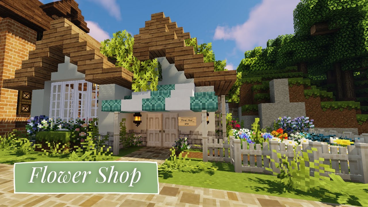 Minecraft - Flower Shop Build | Cottage Core Town Pt. 1 - YouTube