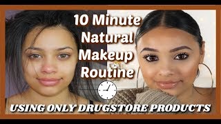 10 Minute Natural Makeup Routine Using DRUGSTORE Products (Evette Santos)