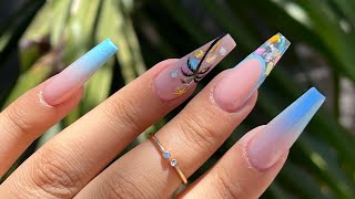 Beach Inspired Nails | Gel X Dupe Method | Easy gel ombre