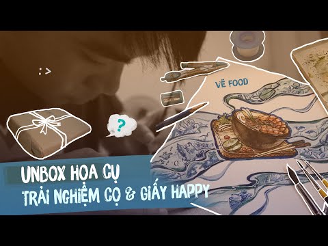 UNBOX đồ HỌA CỤ | Trải nghiệm vẽ MÀU NƯỚC với sổ và cọ HAPPY | Là Bự Nè
