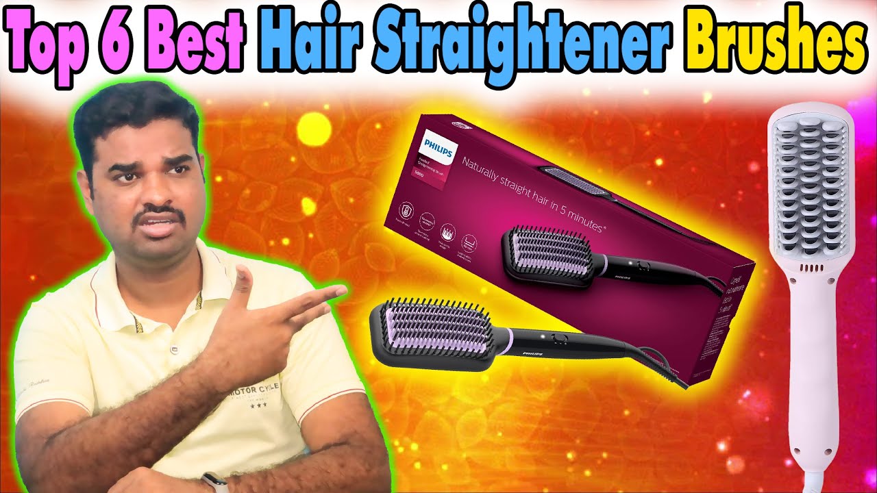 blue hair straightener with brush