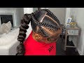 Freestyle stitch braids into a ponytail by @TriceDaBraidDon in Mobile , freestyle stitch braids