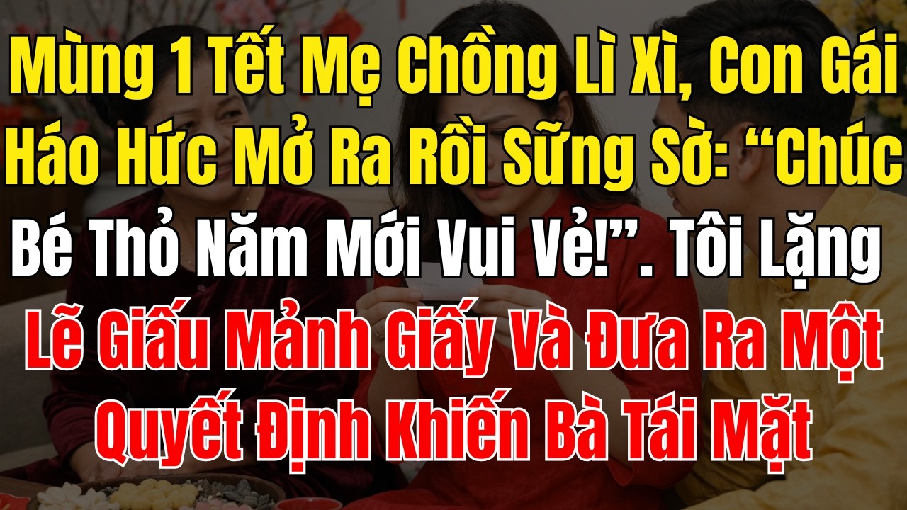 Mùng 1 Tết Mẹ Chồng Lì Xì, Con Gái Háo Hức Mở Ra Rồi Sững Sờ “Chúc Bé Thỏ Năm Mới Vui Vẻ!”  Tôi Lặng