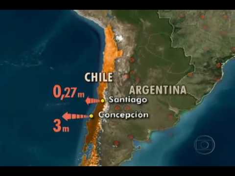 Terremoto no Chile desloca cidades na América Latina JORNAL NACIONAL 09 03 2010