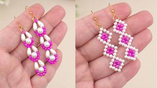 DIY Pink Crystal Beaded Earrings || Easy Jewelry Making at Home with Pearls #BeadLot