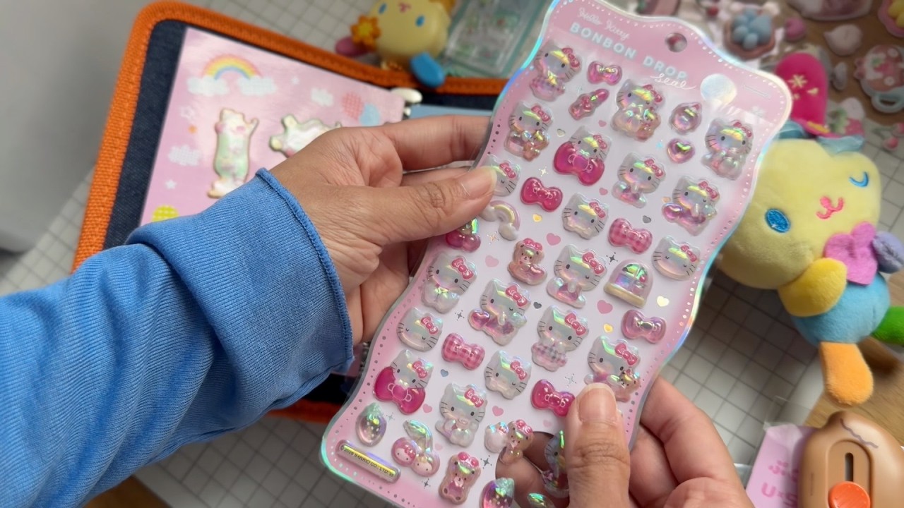 ASMR Sticker With Me | Sanrio, Rilakkuma, Suica Penguin, Bonbon Drop Seal 💧 & more! | Rainbowholic