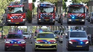 Diverse hulpdiensten met spoed onderweg voor een groot ongeval op de Maaskade in Grave (oefening)