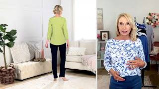 Susan Graver Liquid Knit Set of 2 Print & Solid Tops on QVC