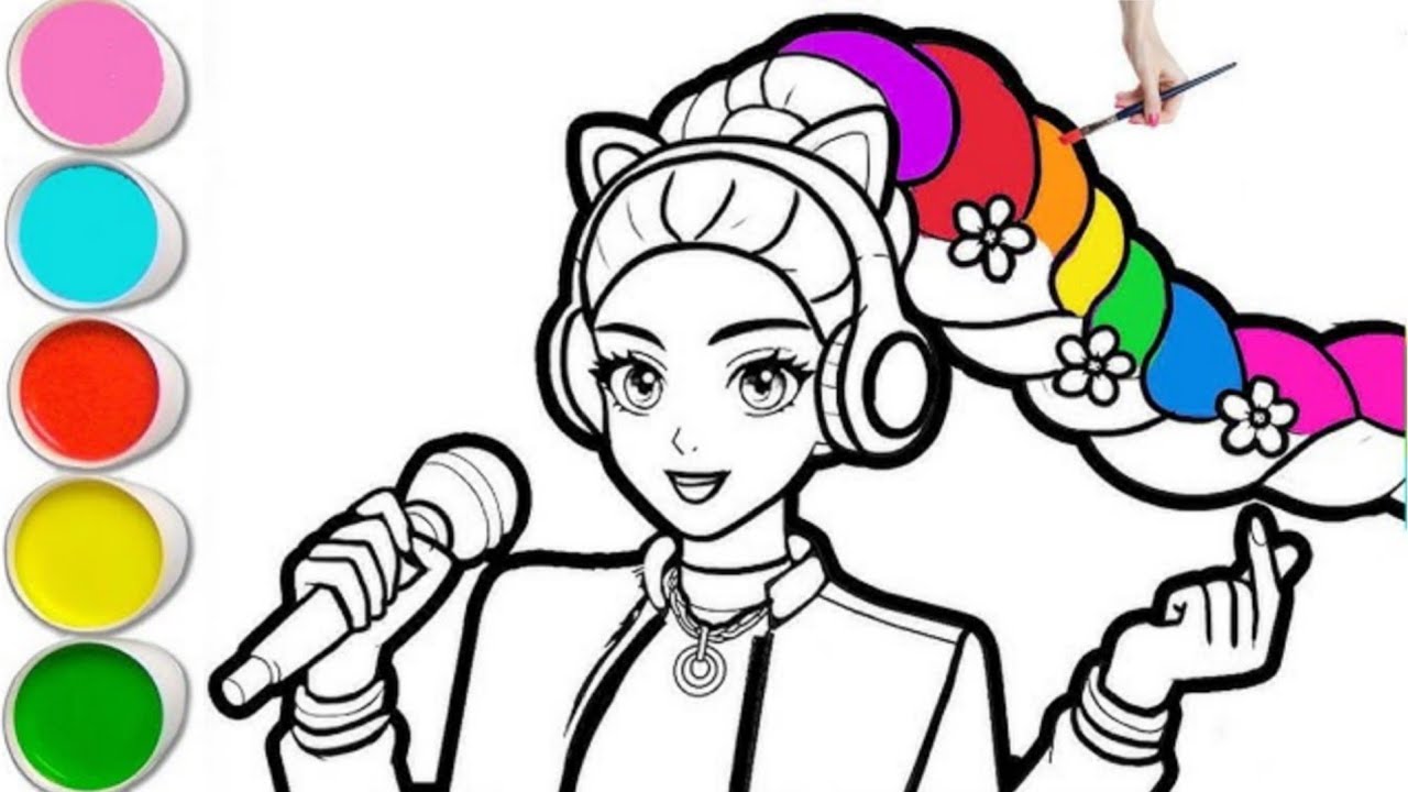 Рисование и раскрашивание K-pop Demon Hunters, певица Руми 🎤🎤 || Детские рисунки