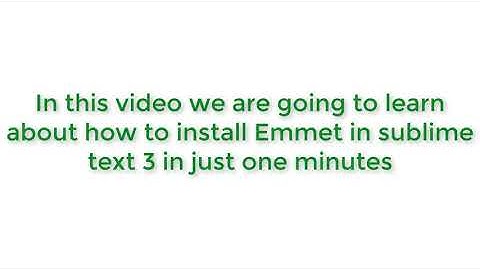 How to install Emmet in sublime text 3