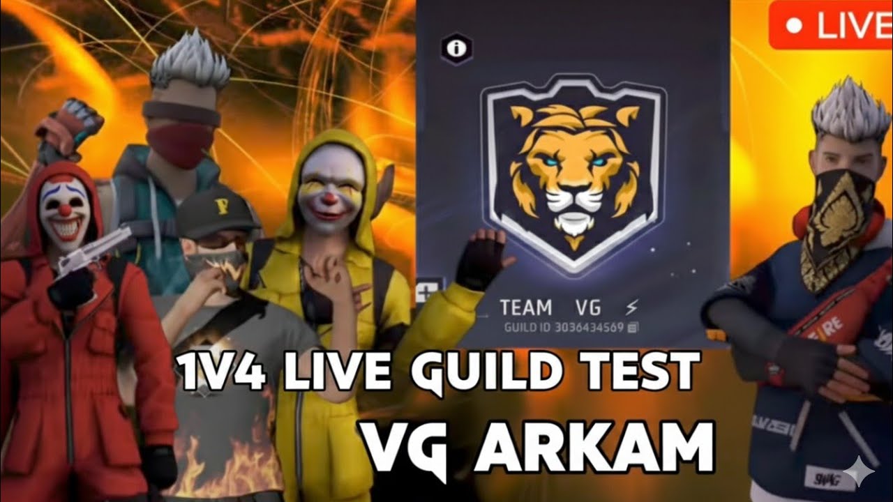 free fire live 🔴 TEAM VG GUILD TEST 
