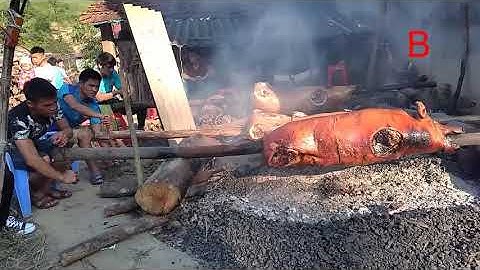 Quay lợn đám cưới của người dân tộc Nùng ở Lạng Sơn