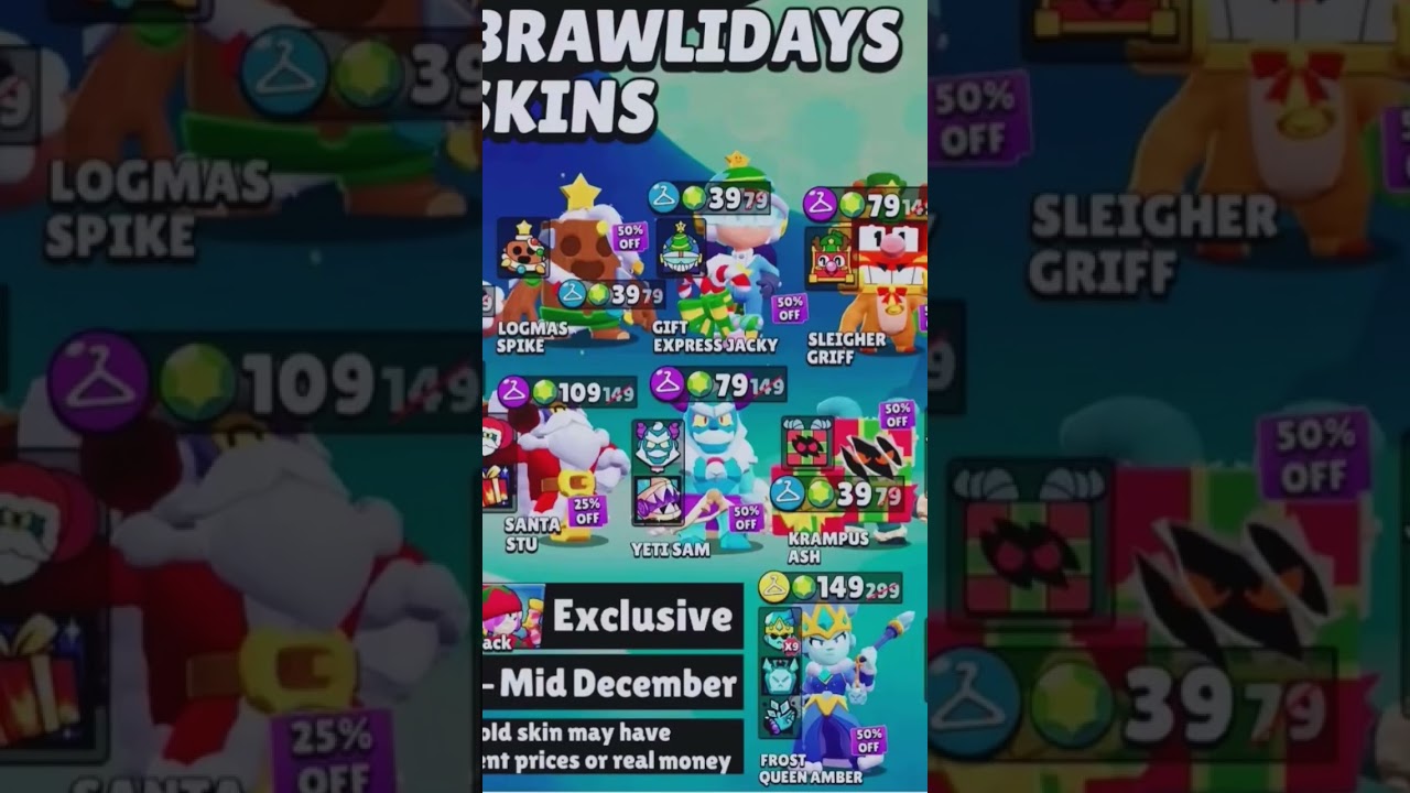 Brawl stars all Christmas skins and their prices 