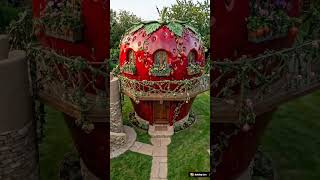 🍓 Strawberry Shell House Build | Tiny Fantasy House Transformation | DIY Creative Construction 🏡✨