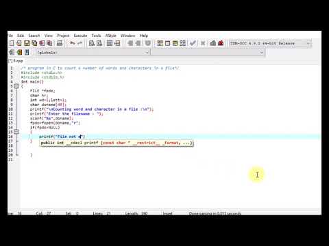 program in C to count a number of words and characters in a file