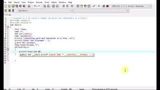 program in C to count a number of words and characters in a file