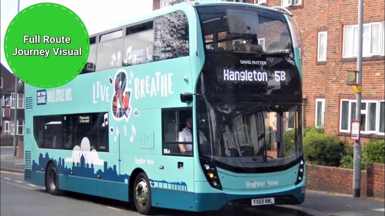 Brighton & Hove Buses 5B Full Route Journey Visual- Hollingbury to Hangleton | YX69NVP 305
