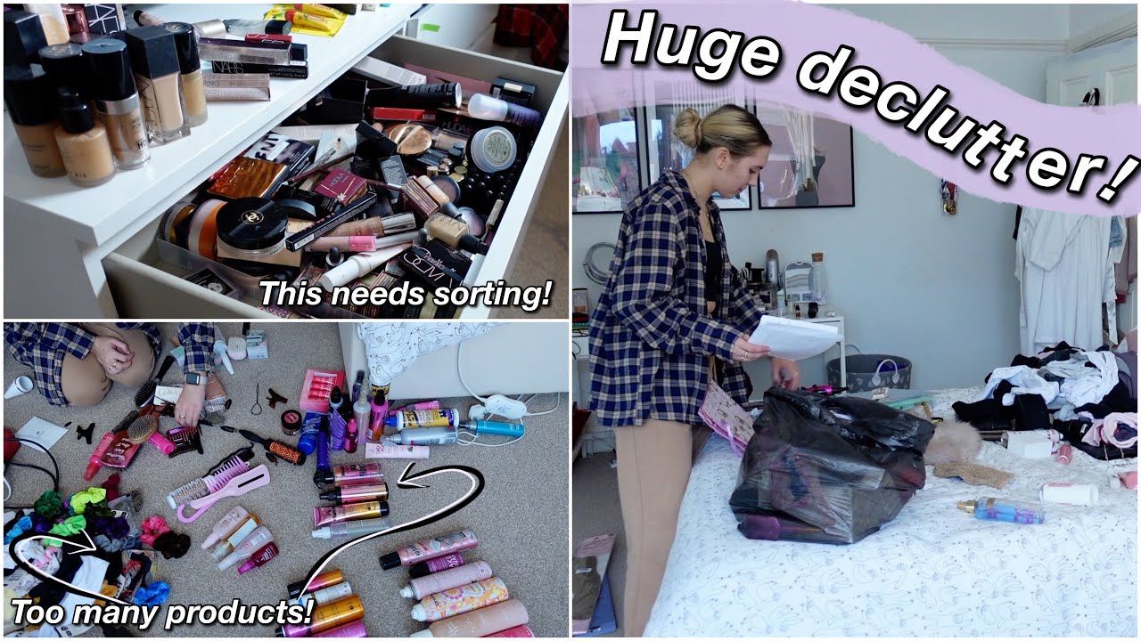 massive room declutter and organisation! junk drawers, skincare, makeup & more